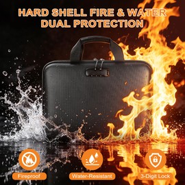 Perfcaze Fireproof Document organizer with Lock, 13 Pocket Accordion File Folder,Portable Office Home Travel Safe Briefcase for Letter A4 Files and More with Handle