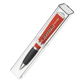 ANINKABOVE Happy Birthday Pen (1 Pen, 3-Sided) - Ballpoint Pen - Red Wave - Soft Grip - Refillable, Smudge Free - Gift for Women, Men, Kids & Teens