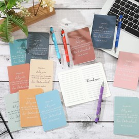 Tenare Set of 12 Thank You Gift for Colleagues, Teachers, 12 Small Inspirational Notebooks, Mini Diary Notepads and 12 Motivational Ballpoint Pens, Thank You Gifts for School, Office (Colourful)