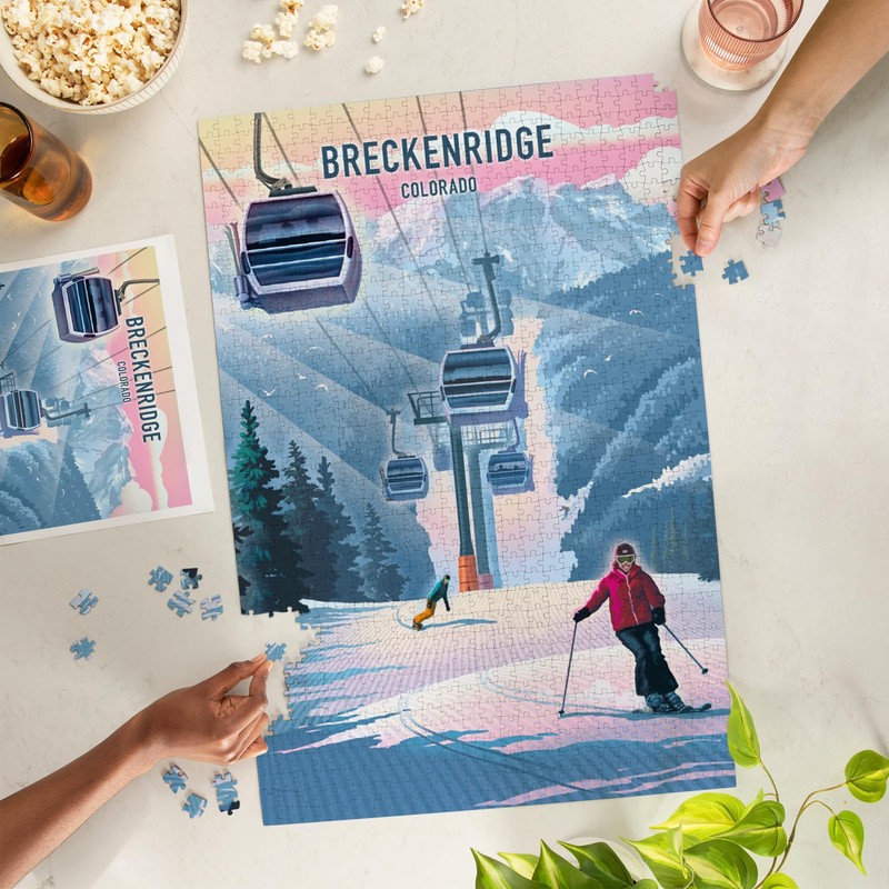 "Lantern Press Breckenridge, Colorado, Lithograph, Gondola, 1000 Piece Jigsaw Puzzle