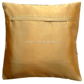 DK Homewares Indian Couch Cushion Cover 40 x 40 cm Gold Brocade Jacquard Weave Cushion Covers Decorative Zip Elephant Square Bohemian Cushion Cover Animal Motif - 1 Piece (Cover Only)