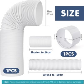 Exhaust Hose Air Conditioner with Adapter, Air Conditioning Hose Diameter 150 mm Length 150 cm, Air Conditioning Exhaust Hose, Hose Extension Air Conditioning, for Air Conditioning, Extractor Hood,