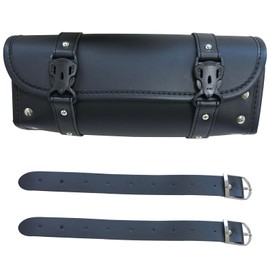 traderplus Motorcycle Tool Roll Bag Handlebar Bag Saddlebags PU Leather Universal Handlebar Storage Pouch Biker Roll Bag