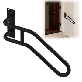 Left Side Wall Mounted handrail, Garge Door Stair Railing for 1-3 Steps(Polished Black, Left Side, 230LBs Loading)