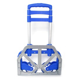 Storage 2021 New HomeLiving Portable Aluminium Cart Folding Dolly Push Truck Hand Collapsible Trolley Luggage Red - Lightweight Hand Truck and Dolly Utility Cart ACA (Color : Blue)