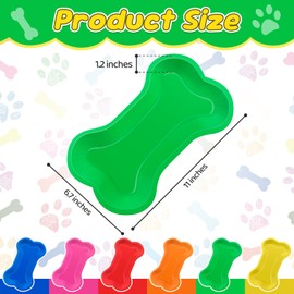 Dog Bone Party Serving Trays Colorful Bone Shape Paper Plates Funny Disposable Snack Trays for Burger Fries Birthday Holiday Puppy Theme Party Decoration Supplies (24)