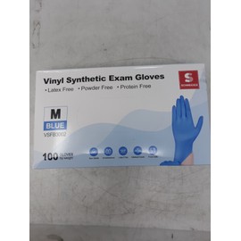 Schneider Vinyl Synthetic Exam Gloves - Medium - Blue - 100 Pack - Latex & Powde