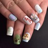 Nails Handmade Press On Short Square Blue White Cartoon Design