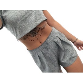 4 Sheets of Breast Tattoos Underboob Tattoos Ass Antlers Tattoos Roses Flowers Birds Tattoos BC4