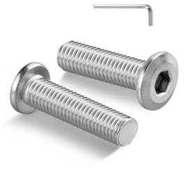 BNUOK M8-1.25 x 25mm Flat Head Hex Socket Cap Screws Bolts 10Pcs, M8 Bolt 304 Stainless Steel 18-8 Furniture Bolts Full Thread, with Hex Spanner