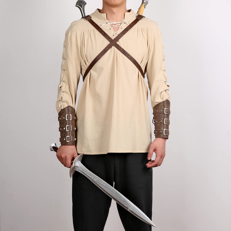 HZMAN Medieval Viking Totem Sword Frog Adjustable PU Leather Double