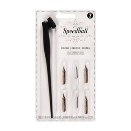 Speed Ball Oblique Set with 6 Nib and Oblique Elbow Pen Barrel Speed Ball Art Oblique Dip Pen