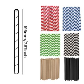 Trimming Shop 100 Pack Paper Straws Drinking for Parties | Paper Drinking Straw | Cocktail Straws | Disposable Straws | Green & White Striped Paper Drinking Party Straws for Birthday Wedding Party