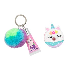 Depesche 0011712 11712 Ylvi Unicorn Lip Gloss Set for Children 2 Fruity Scented Gloses with Pendant Multi-Coloured