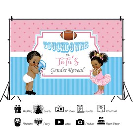 6x4ft Pink and Blue Gender Reveal Party Backdrop Touchdowns or Tutus Gender Reveal Baby Shower Backdrop Photo Booth Props Pictures Baby Boy Girl Photography Background Vinyl Studio Props