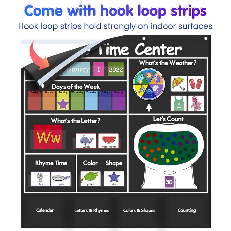 Auchq Circle Time Learning Center Pocket Chart, Heavy-Duty Kids Calendar