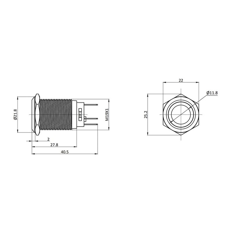 Metzler - Pressure Switch 19mm - LED Ring Lighting White
