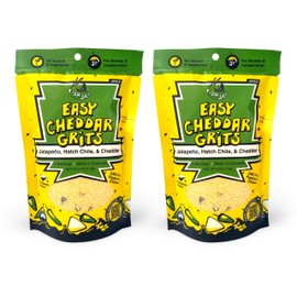 Delicious Spicy Jalapeno Yellow Corn Grits with Hatch Green Chile, Garlic, Cheddar. Two 6oz Packs 170 Grams Each. Just Add Water to Make Famous New Mexico Hatch Chile, Great for Easy Meal, Camping