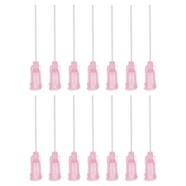 QUARKZMAN 50pcs 20G Plastic Luer Lock Dispensing Needles, 1.5" PTFE Needle Tube, PP Heat Resistant Plastic Blunt Tip for Liquid Glue Gun, Pink