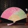 Boshiho Japanese-Style Folding Fan, Stylish, Pure Silk, Dance, Floral Pattern,