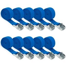 10 Pack Lashing Straps with Buckles Adjustable, 1" x 78" Cam Buckle Tie Down Straps, Light Blue Cargo Strap for Securing Luggage, Cargo, Bicycles, Motorcycles