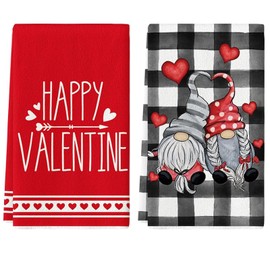 YUNHENTONG Valentine Kitchen Towel Set of 2, Love Valentine's Day Kitchen Towels, Tea Towels, 40 x 58 cm Valentine's Day Kitchen Towel Set, Hand Towels/Tea Towels for Wedding Anniversary