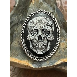 Fancy Fox Boutique Skull Skeleton Steampunk Skull Cameo Pendant Lariat Bolo Tie Gothic Men’s Women