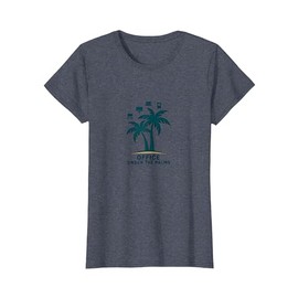 Office Under The Palms: Tropical Remote Work Logo T-Shirt, Women, Heather Blue