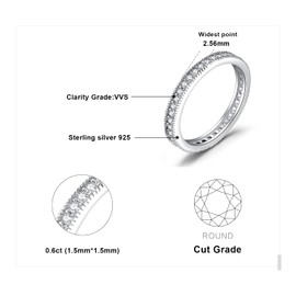 JewelryPalace Eternity Ring, 3 Stacking Rings, Engagement Ring, Wedding Rings Silver 925, Women's Zirconia Silver Rings, Wedding Rings, Engagement Ring, Memory Ring Set, Jewellery, Gemstone, Cubic