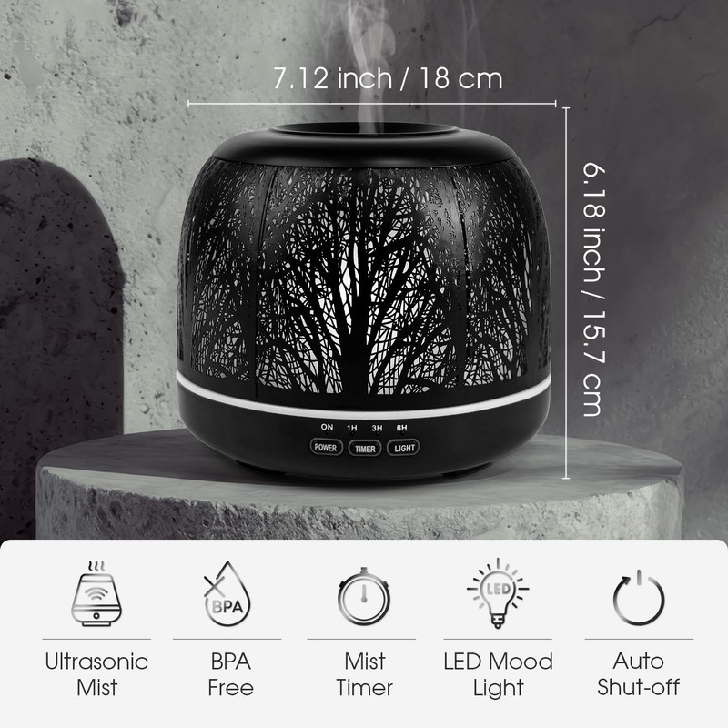 500ml Essential Oil Diffuser, ARVIDSSON Metal Diffusers for Essential Oils,