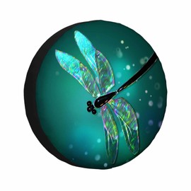 MIYASANG Glass Dragonfly Spare Tire Cover Fantasy Green Patches of Light Blur Boke Holography Effect Weatherproof Universal Wheel Protectors Camper Tire Covers for Trailer Rv Travel(17 inch)