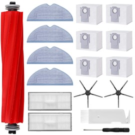 Accessory Set for Roborock S7 Max Ultra/S7 MaxV Ultra/S7 Pro Ultra, 6 x Dust Bags, 1 x Main Roller Brush, 2 x Side Brushes, 2 x Filters, 4 x Mop Wipes, Replacement Parts Robot Vacuum Cleaner Accessories