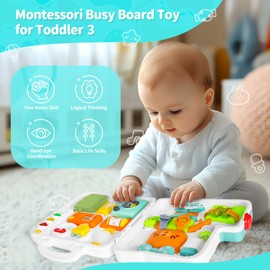 Montessori Toys for 2 Year Old Boy Girl, Busy Board for Toddlers 3, Toddler Sensory Toys Age 2, Baby Learning Toys for 18 Month, Educational Toys for 2 Year Old Boy Birthday Gift