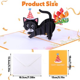 AOUZO Pop Up Card Birthday, Funny 3D Birthday Card, Cat Happy Birthday, Unique and Creative Card, Cat Popup Card for Women, Men, Girls, Boys, Cat Lovers, Birthday Card (Yellow)