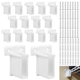 16 Pack Wire Shelf End Bracket, White Plastic Closet Shelves Brackets Closet Shelves Support Plastic Wall Mount Shelf Brackets, w/Screws and Expansion Anchors