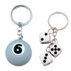Donaly Keychain, Set of 2, 8 Balls, Dice, Billiard, Stylish,