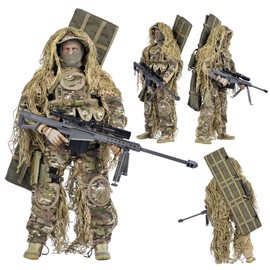 Lmzauet 12 inch Special Forces Action Figure 1:6 SWAT Team Set with Super Rich Accessories (Sniper - All Terrain)
