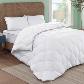 Serta Ocean Breeze Soft Down Alternative Bedding Comforter Duvet Insert with Sustainable Fiber Fill and Tencel Cover for All Season, Twin/Twin XL, White
