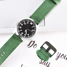 BEAFIRY Canvas Quick Release Watch Band 22mm Nylon Green Watch Strap for Men Sturdy Breathable Replacement Watchband for Women Black buckle
