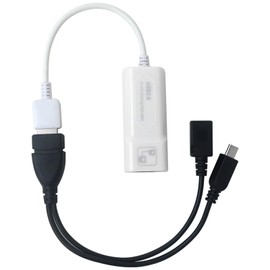 Professional USB 2.0 to RJ45 LAN Ethernet Adapter with USB OTG Y Cable Splitter for Fire TV Stick 3/2nd Generation 10/100 Mbps Transmission Speed (White&Black)