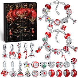 Hymarvo Advent Calendar 2024 Children Girls, Christmas Calendar 24 Filling Bracelets Jewellery Crafts Girls, Charm Bracelet Kit Christmas Children Teenager Girls Gift 5 6 7 8 9 10 11 12 13 Years