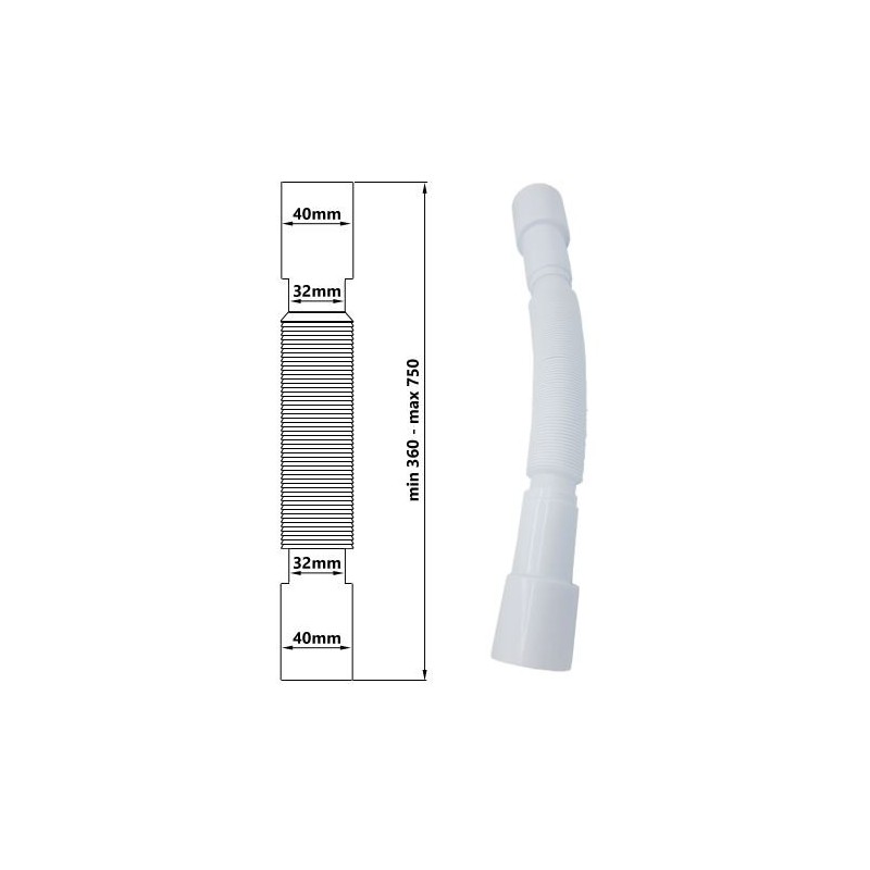 Universal Sewage Adjustable Flexible Sewerage Plastic Pipe 32/40mm x 32/40mm
