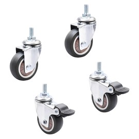 Pack of 4 Swivel Castors for Furniture Swivel Furniture Castors Small Heavy Duty Castors with Brake for Furniture Table Trolley Industrial Plants (Silver, 50 mm)