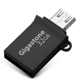 Gigastone 32GB USB 3.0 Flash Drive OTG with USB and Micro USB Dual Interfaces, 2 Ports, Durable Metal Alloy Memory Stick