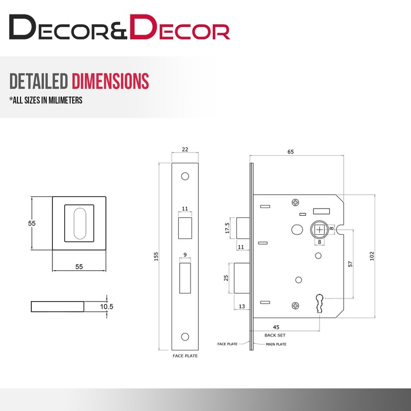Decoranddecor Nexus Black Internal Door Handles – Aluminium Handle Sets