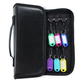 Zippered Key Case with Handle, Key Organizer, Waterproof Key Case with 12 Key Hooks and Tags for Offices Real Estate Agencies Hotels and Rental