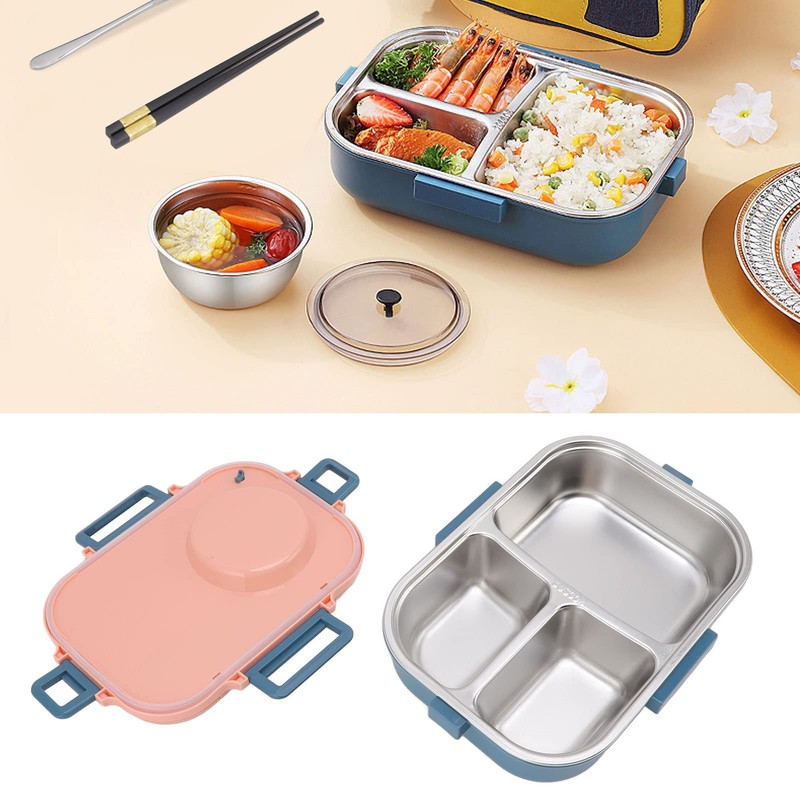 Thermal Lunch Box, Lunch Box 1100ml Double Layer 3 Grid