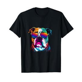 Funny multicolor English Bulldog Face T-Shirt