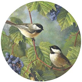 Andreas Silicone TR-HB2333 Chickadee & Grapes Non-Slip 8" Trivet/Pot Holder/Hot Pad, 100% Cotton, Dishwasher Safe, Hot Dishes, Protect Hair Iron, Safe up to 600°F