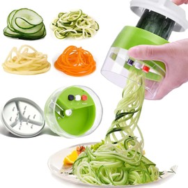 Spiral Cutter Vegetables, 1 x Spiral Cutter, 4-in-1 Vegetable Cutter, Hand Spiral Cutter, Vegetables, Vegetable Slicer for Vegetable Spaghetti, Zucchini, Carrot, Cucumber, Potatoes, Onion
